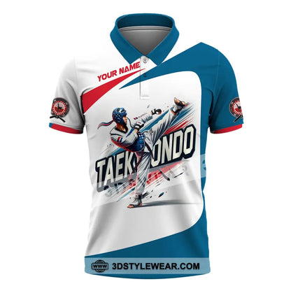 Man Shirt Custom Name Taekwondo Shirt Taekwondo Hoodie Shirt Polo Long Sleeve Gift for Taekwondo Lovers - Polo Shirt