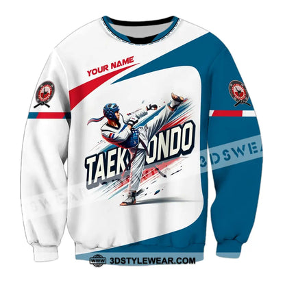 Man Shirt Custom Name Taekwondo Shirt Taekwondo Hoodie Shirt Polo Long Sleeve Gift for Taekwondo Lovers - Long Sleeve