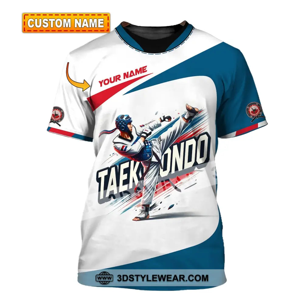 Man Shirt Custom Name Taekwondo Shirt Taekwondo Hoodie Shirt Polo Long Sleeve Gift for Taekwondo Lovers - T-shirt