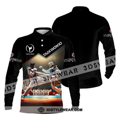 Man Shirt Custom Name Taekwondo Shirt Taekwondo Lover Hoodie Shirt Polo Long Sleeve Shirt - Long Sleeve Polo / S