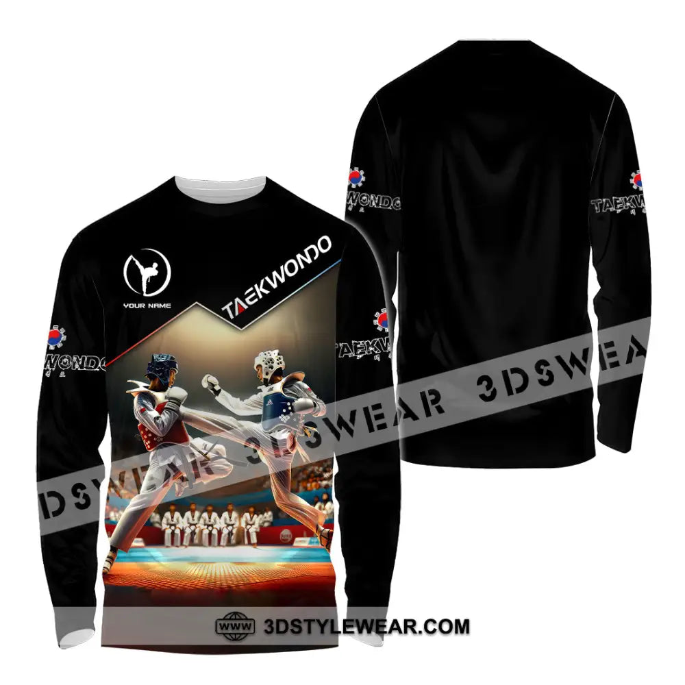Man Shirt Custom Name Taekwondo Shirt Taekwondo Lover Hoodie Shirt Polo Long Sleeve Shirt - Long Sleeve Shirt / S