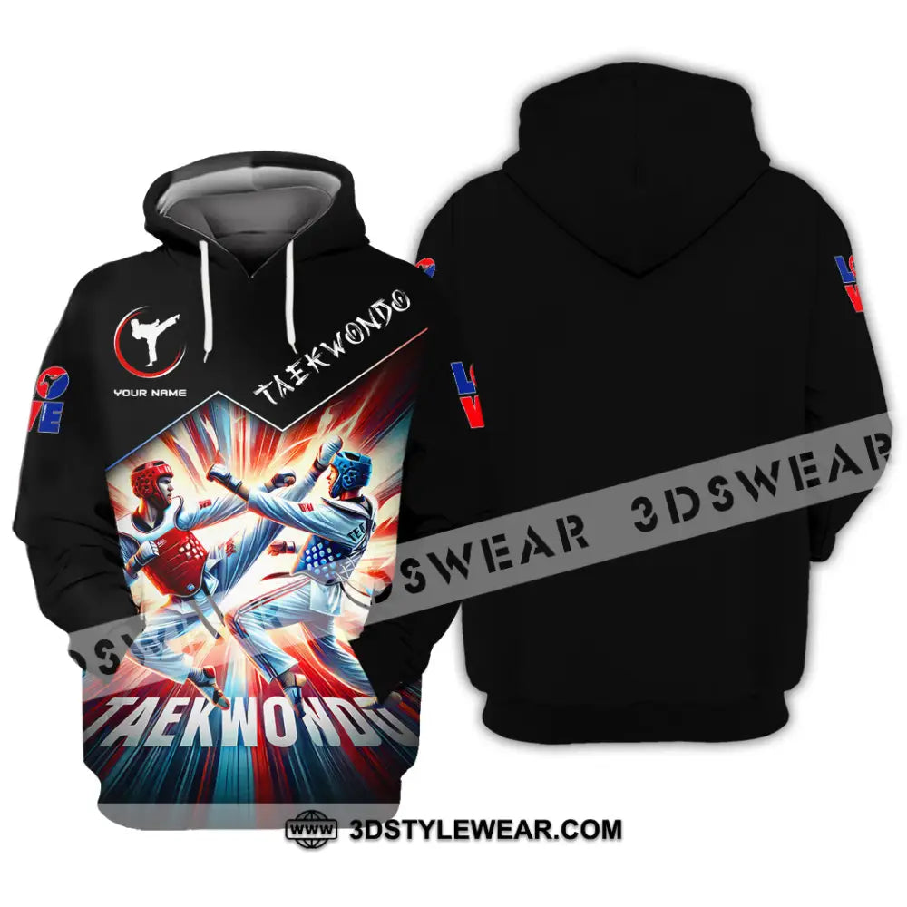 Man Shirt Custom Name Taekwondo Shirt Taekwondo Lover Hoodie Shirt Polo Long Sleeve Shirt - Hoodie / S - T-shirt
