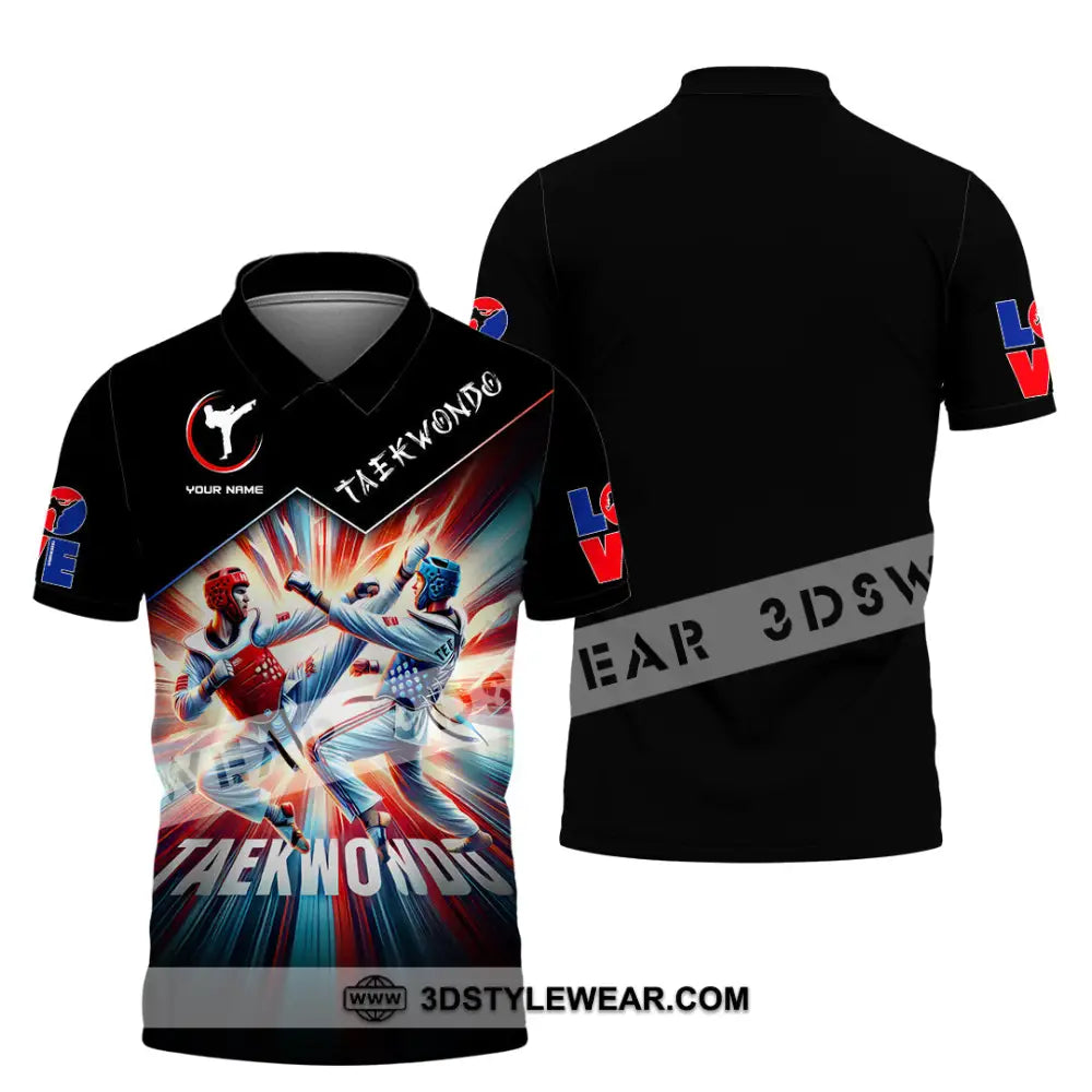 Man Shirt Custom Name Taekwondo Shirt Taekwondo Lover Hoodie Shirt Polo Long Sleeve Shirt - Polo Shirt / S - T-shirt