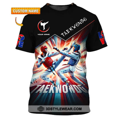 Man Shirt Custom Name Taekwondo Shirt Taekwondo Lover Hoodie Shirt Polo Long Sleeve Shirt - T-shirt