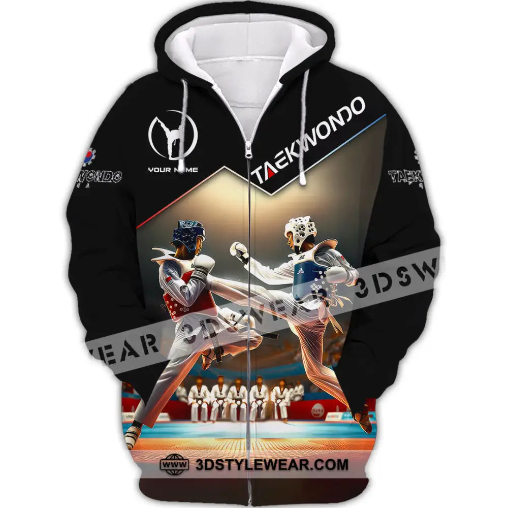 Man Shirt Custom Name Taekwondo Shirt Taekwondo Lover Hoodie Shirt Polo Long Sleeve Shirt - Zipper Hoodie / S - T-shirt