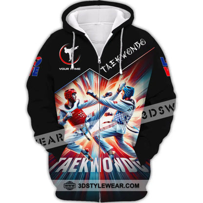 Man Shirt Custom Name Taekwondo Shirt Taekwondo Lover Hoodie Shirt Polo Long Sleeve Shirt - Zipper Hoodie / S - T-shirt