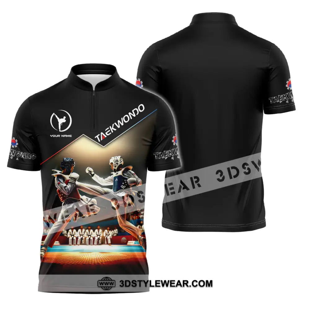 Man Shirt Custom Name Taekwondo Shirt Taekwondo Lover Hoodie Shirt Polo Long Sleeve Shirt - Zipper Polo Shirt / S