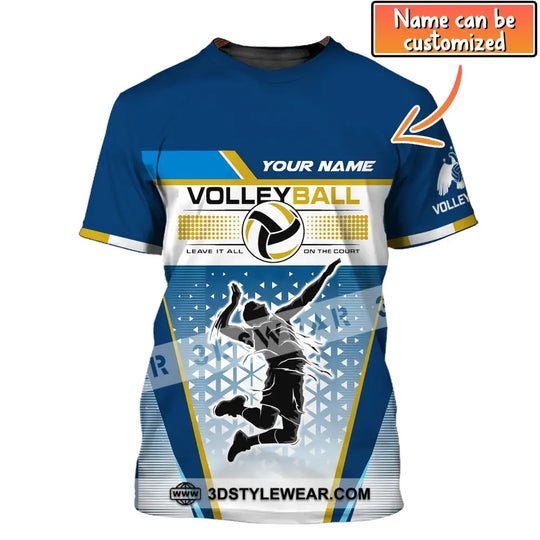 Man Shirt, Custom Volleyball Shirt, Leave It All On The Court, T-Shirt for Volleyball Team, Gift for Volleyball Players style option 1