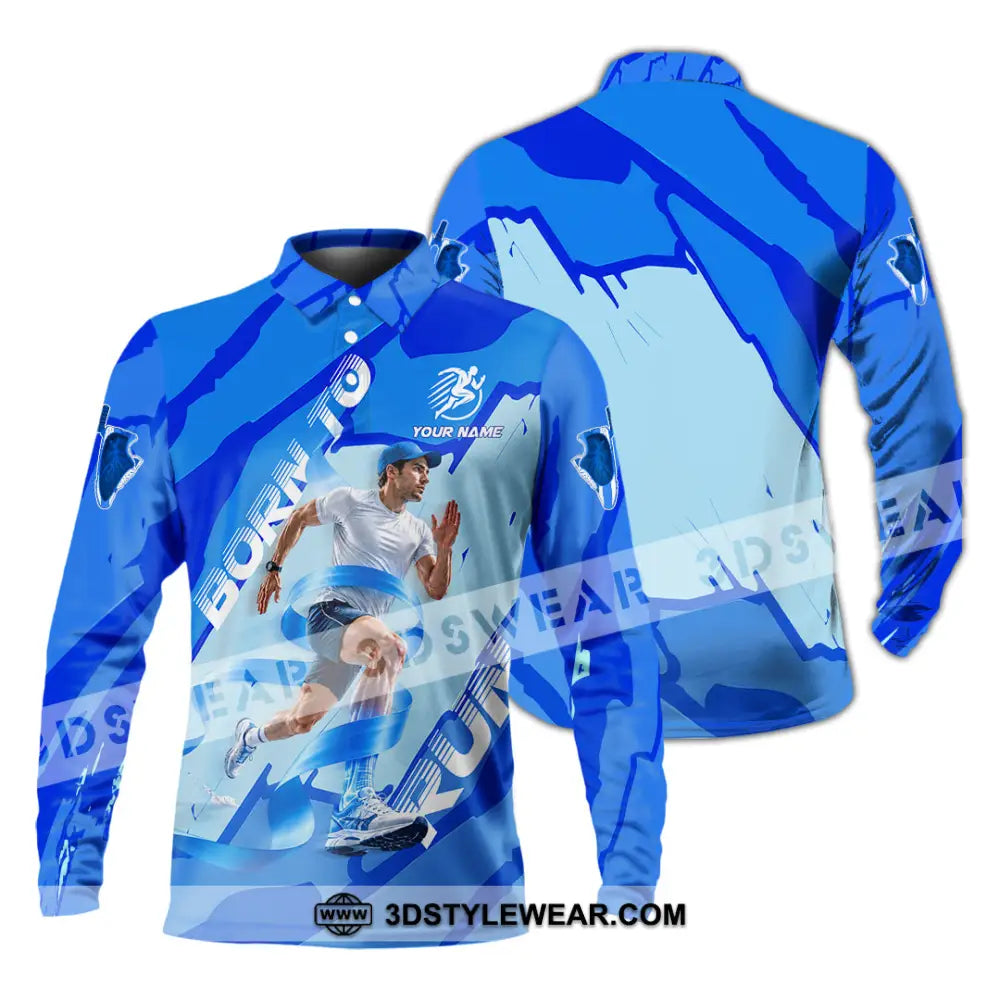 Men Shirt - Custom Born To Run Shirt - Long Sleeve Polo / S - T-shirt