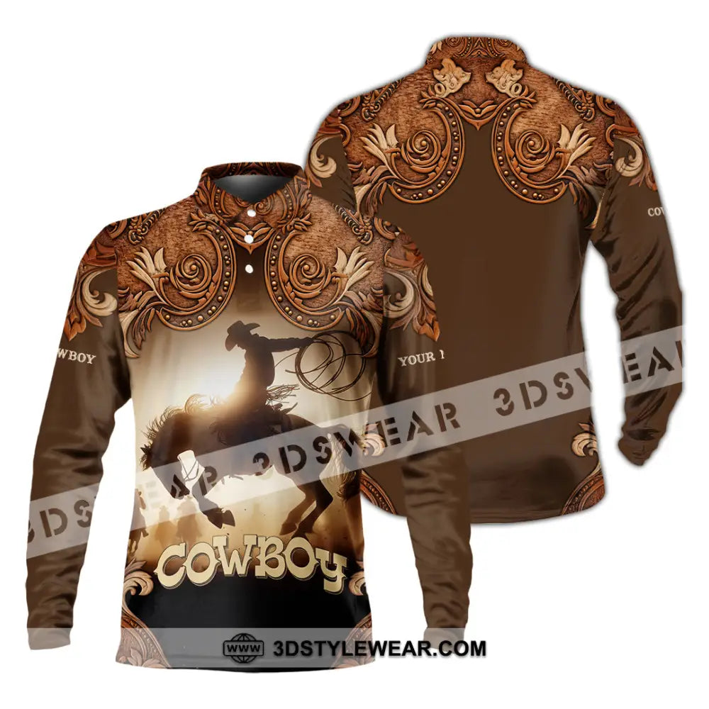 Men Shirt - Custom Cowboy Shirt - Long Sleeve Polo / S - T-shirt