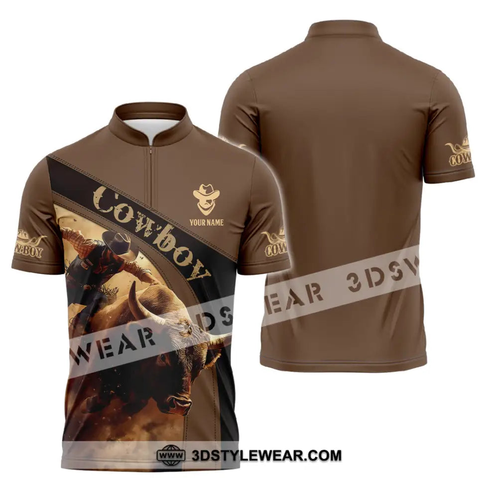 Men Shirt - Custom Cowboy Shirt - Zipper Polo Shirt / S - T-shirt