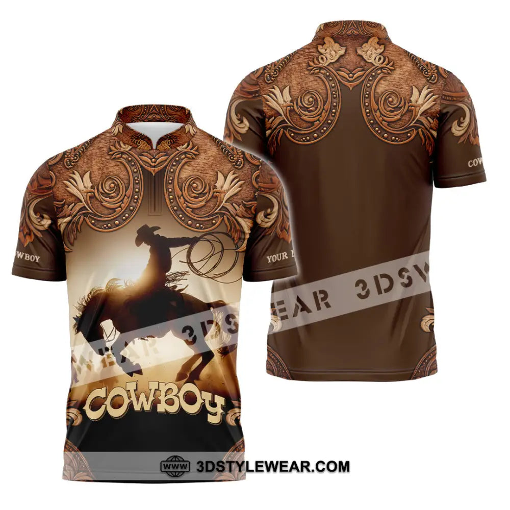 Men Shirt - Custom Cowboy Shirt - Zipper Polo Shirt / S - T-shirt