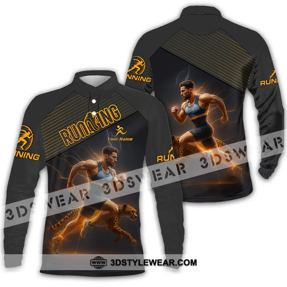 Men Shirt - Custom Man Running Shirt - Long Sleeve Polo / S - T-shirt