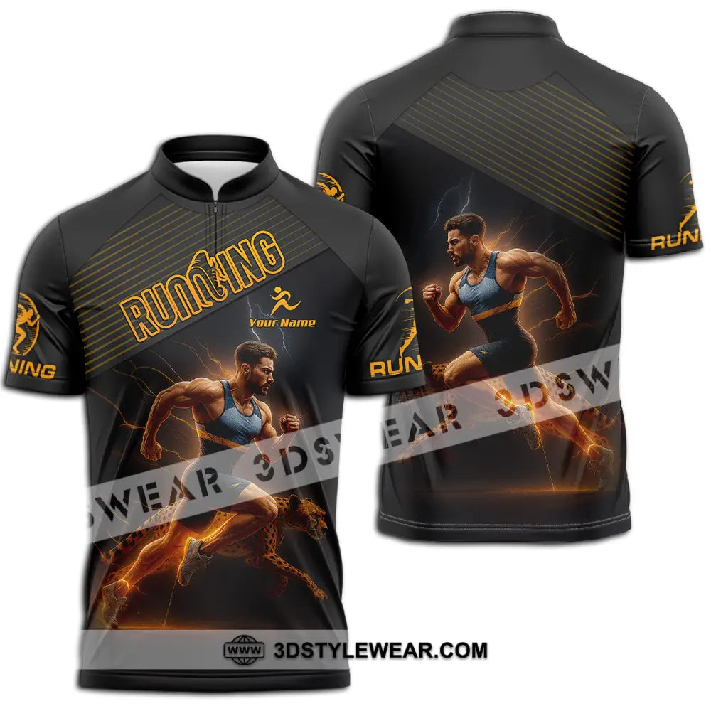 Men Shirt - Custom Man Running Shirt - Zipper Polo Shirt / S - T-shirt