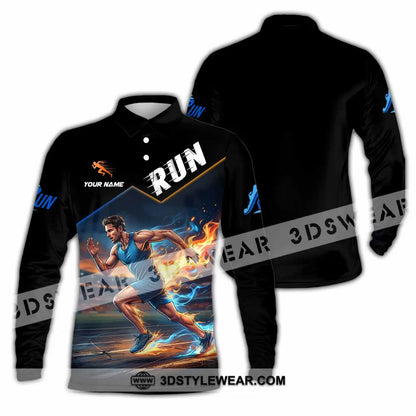 Men Shirt - Custom Run Shirt - Long Sleeve Polo / S - T-shirt