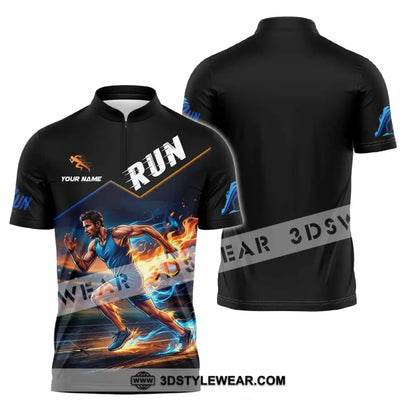 Men Shirt - Custom Run Shirt - Zipper Polo Shirt / S - T-shirt