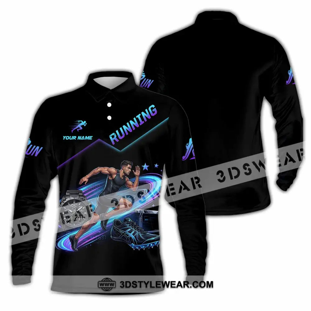 Men Shirt - Custom Running Shirt - Long Sleeve Polo / S - T-shirt