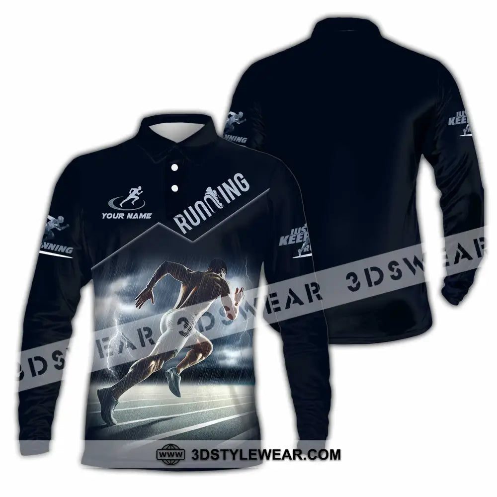 Men Shirt - Custom Running Shirt - Long Sleeve Polo / S - T-shirt
