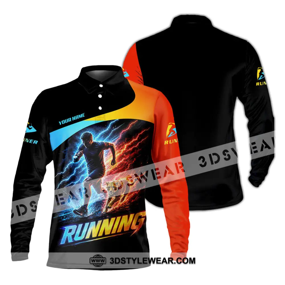 Men Shirt - Custom Running Shirt - Long Sleeve Polo / S - T-shirt