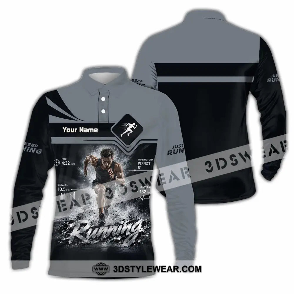 Men Shirt - Custom Running Shirt - Long Sleeve Polo / S - T-shirt