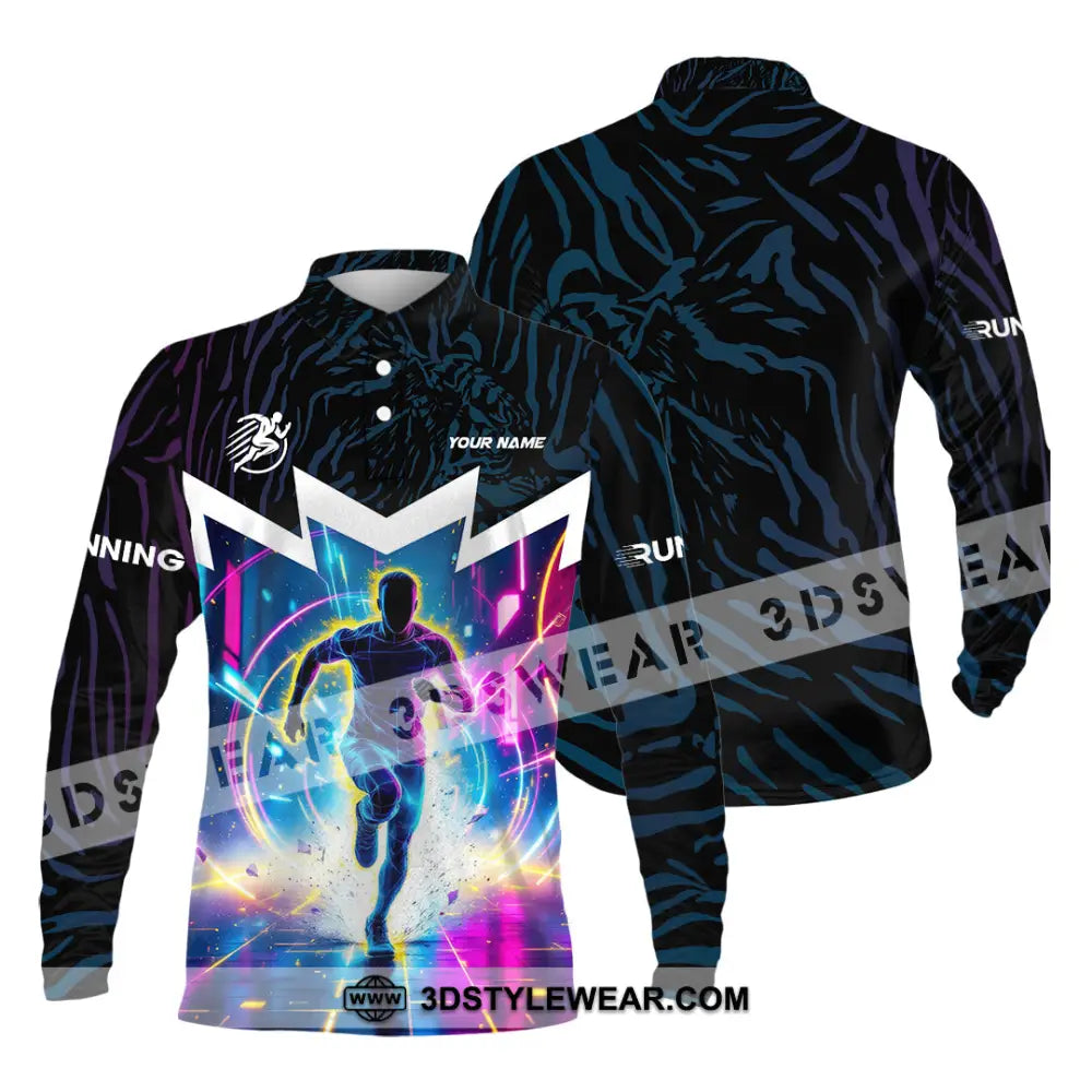Men Shirt - Custom Running Love Runner Shirt - Long Sleeve Polo / S - T-shirt