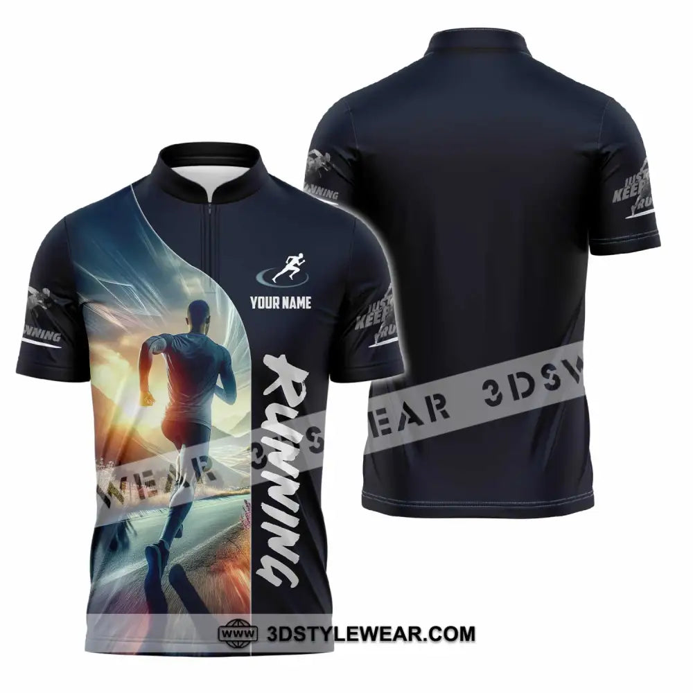 Men Shirt - Custom Running Lover Shirt - Zipper Polo Shirt / S - T-shirt