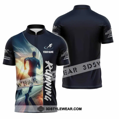 Men Shirt - Custom Running Lover Shirt - Zipper Polo Shirt / S - T-shirt