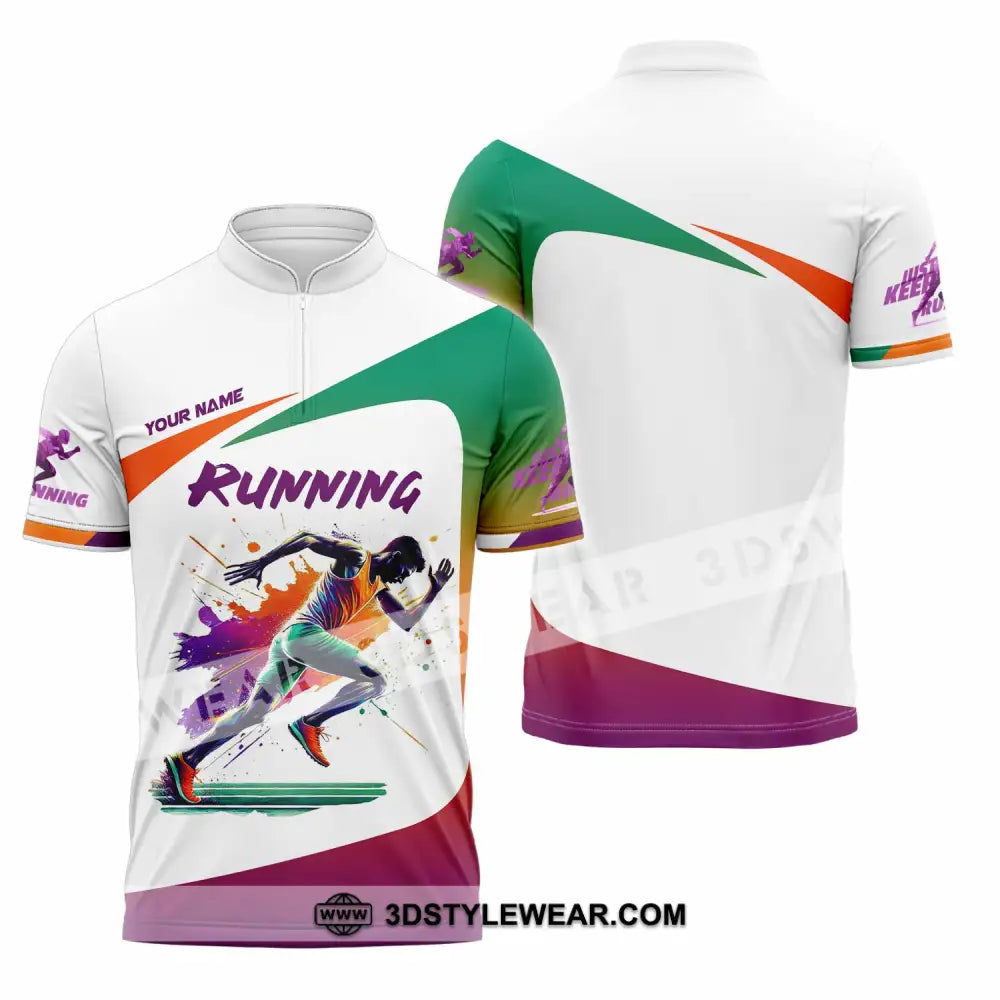 Men Shirt - Custom Running Man Runner Shirt - Zipper Polo Shirt / S - T-shirt