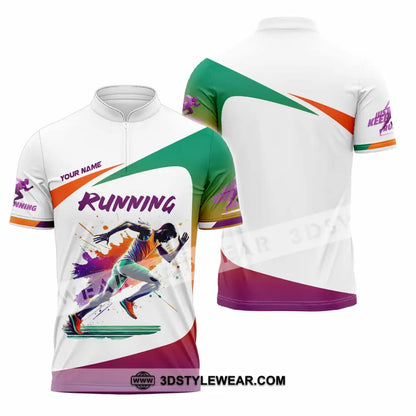 Men Shirt - Custom Running Man Runner Shirt - Zipper Polo Shirt / S - T-shirt