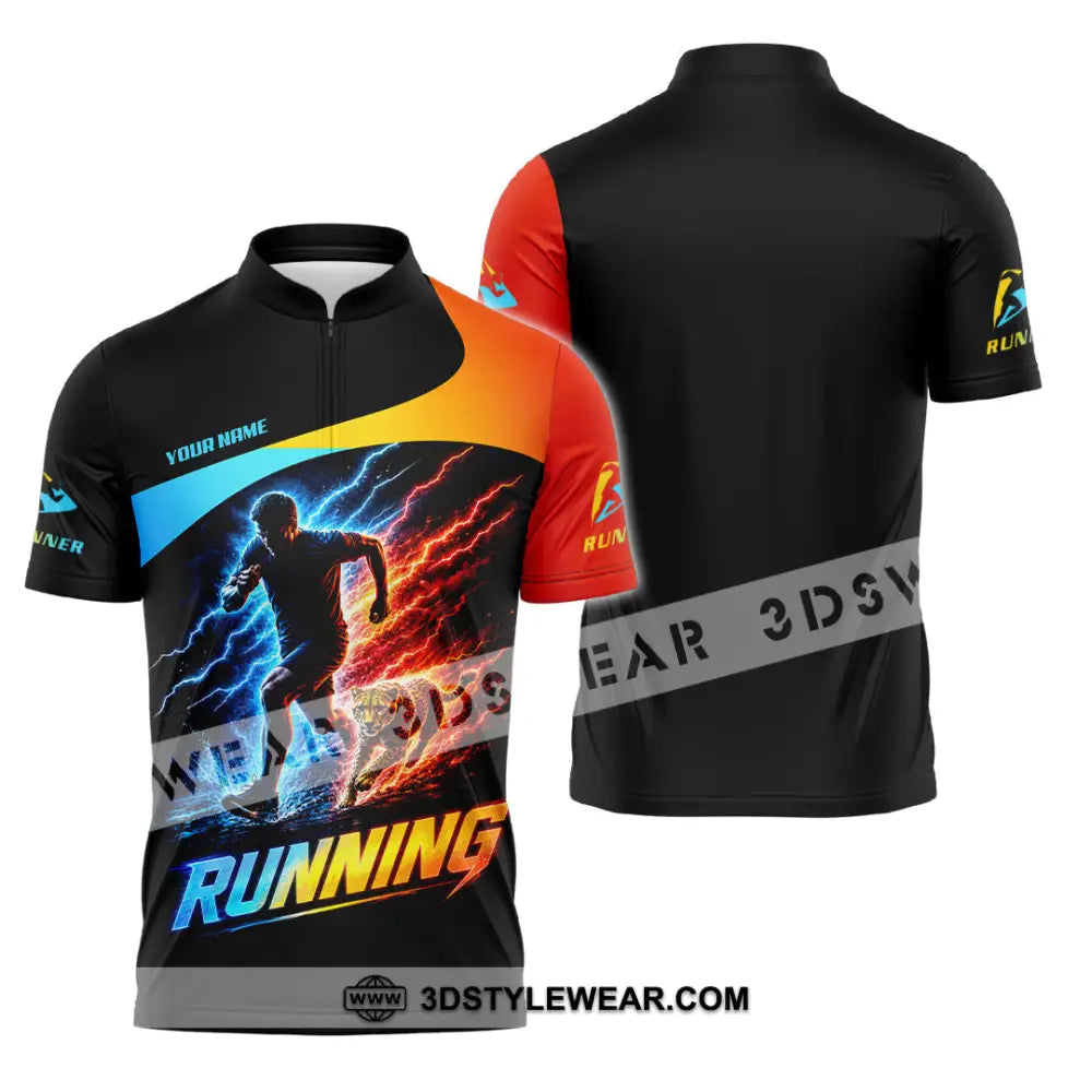Men Shirt - Custom Running Shirt - Zipper Polo Shirt / S - T-shirt