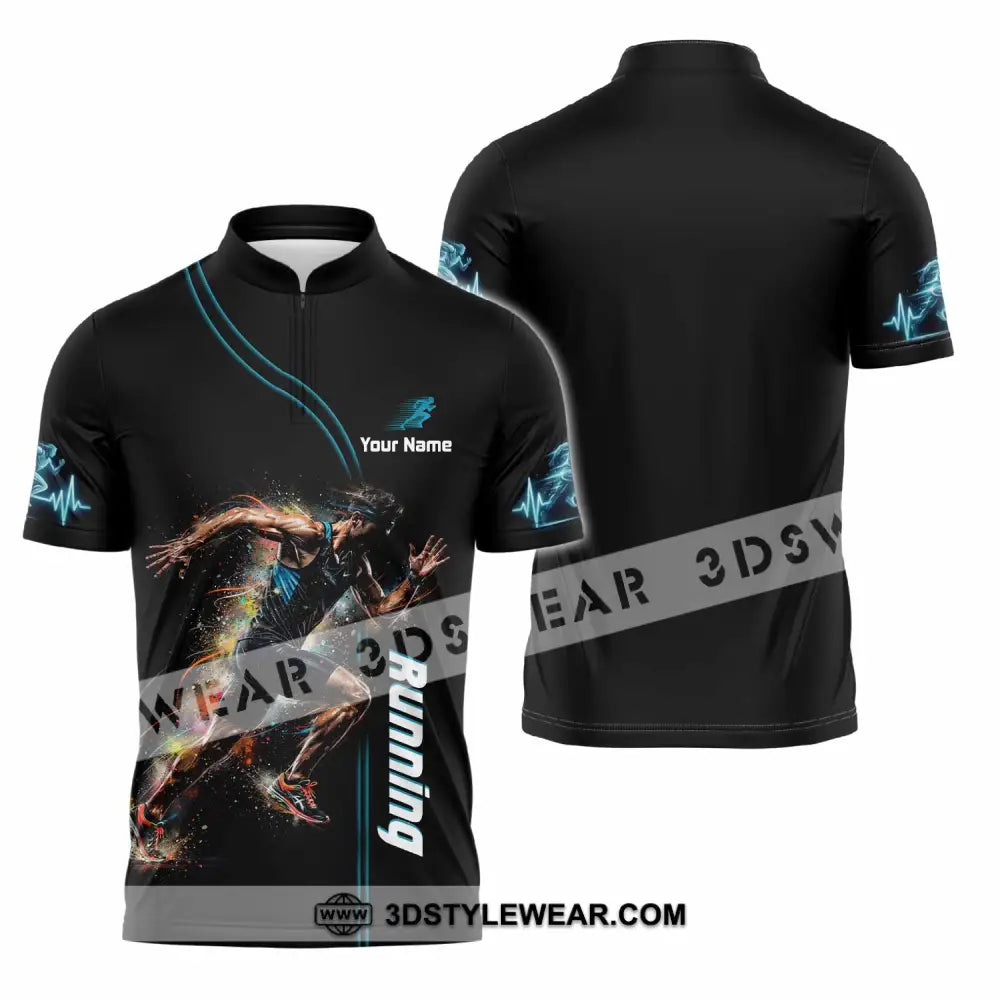 Men Shirt - Custom Running Shirt - Zipper Polo Shirt / S - T-shirt