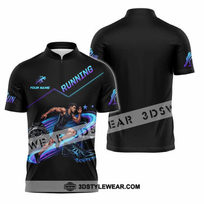 Men Shirt - Custom Running Shirt - Zipper Polo Shirt / S - T-shirt