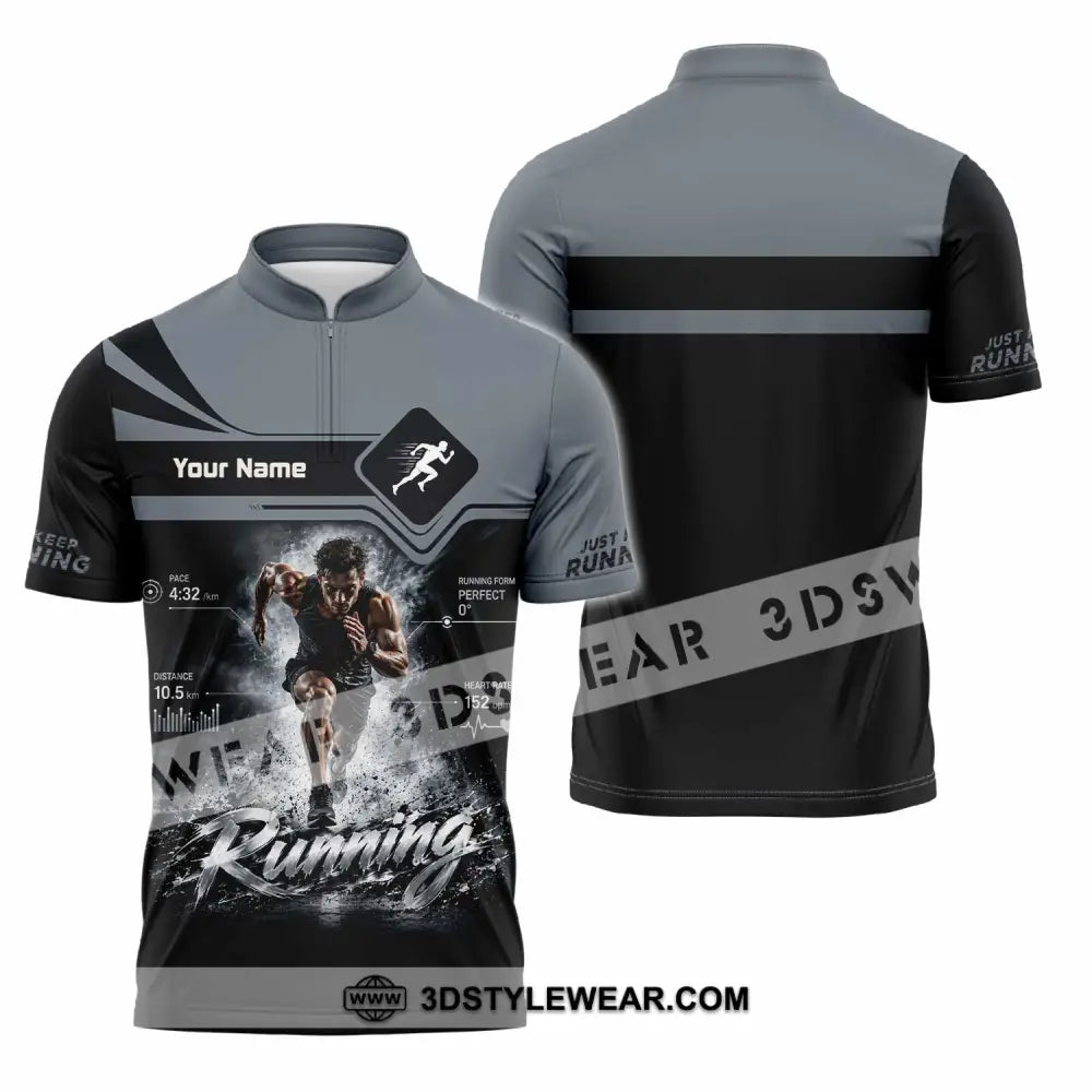 Men Shirt - Custom Running Shirt - Zipper Polo Shirt / S - T-shirt