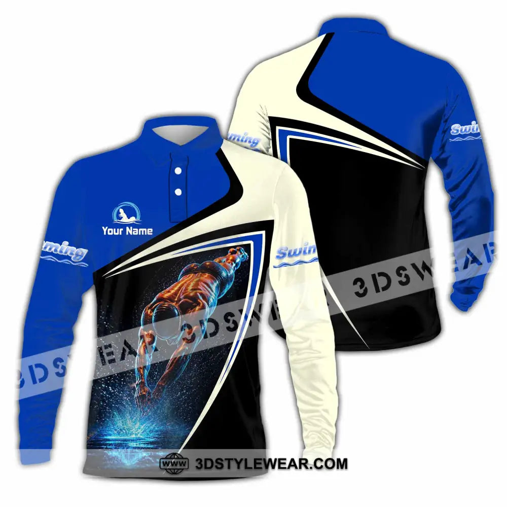 Men Shirt - Custom Swimming Shirt - Long Sleeve Polo / S - T-shirt