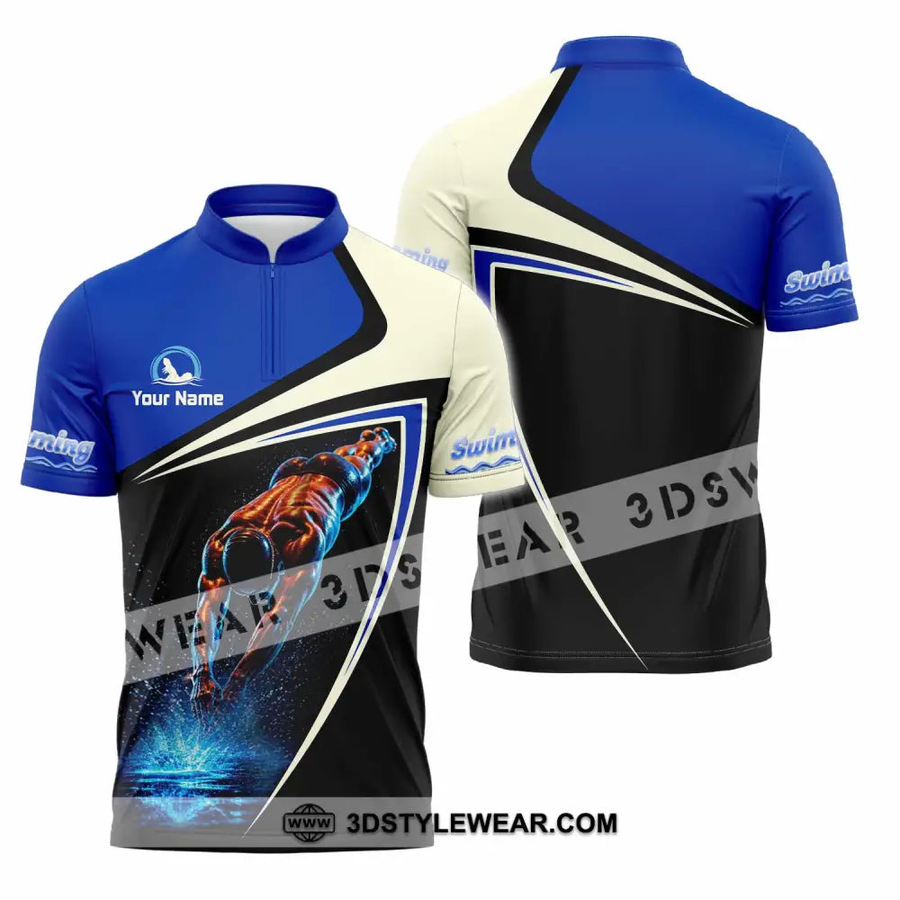 Men Shirt - Custom Swimming Shirt - Zipper Polo Shirt / S - T-shirt