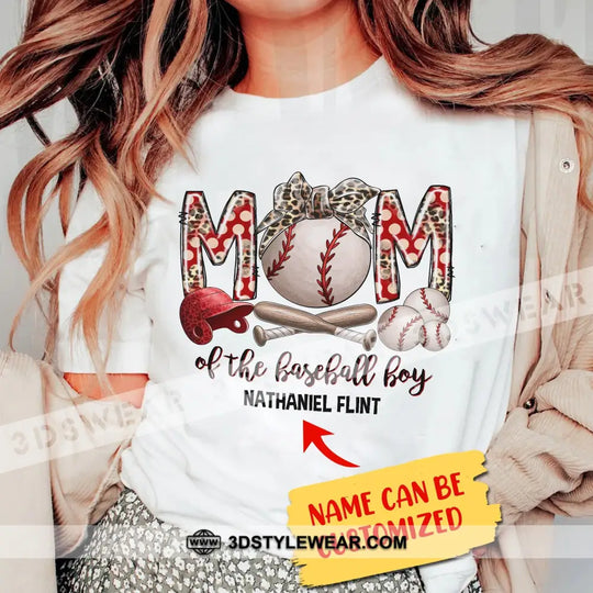 Mom Of The Baseball Boy, Personalized Baseball T-Shirt, Gift For Baseball Lovers style option 2
