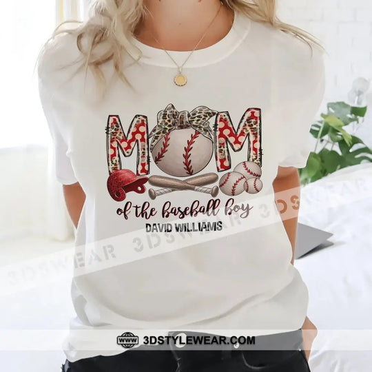 Mom Of The Baseball Boy, Personalized Baseball T-Shirt, Gift For Baseball Lovers style option 1