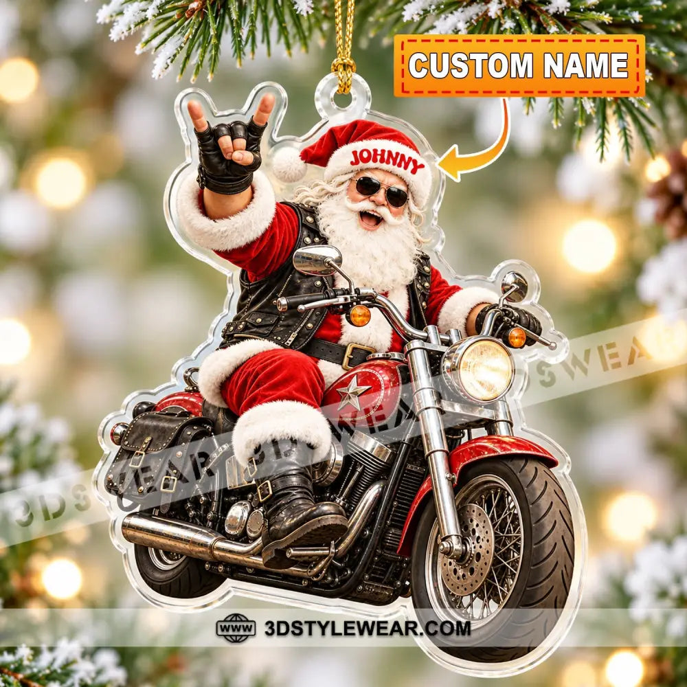Mountain Bike Santa Home Decor Christmas Ornament Personalized Ornament - 3.54’’ / 1 Ornament - Ornament