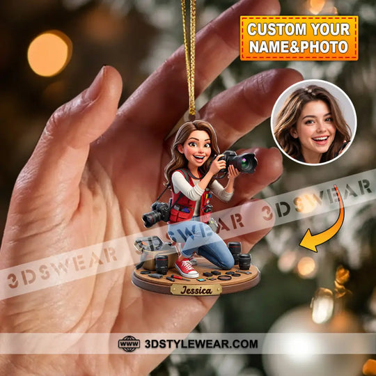 Photographer Home Decor, Christmas Ornament, Personalized Ornament style option 1