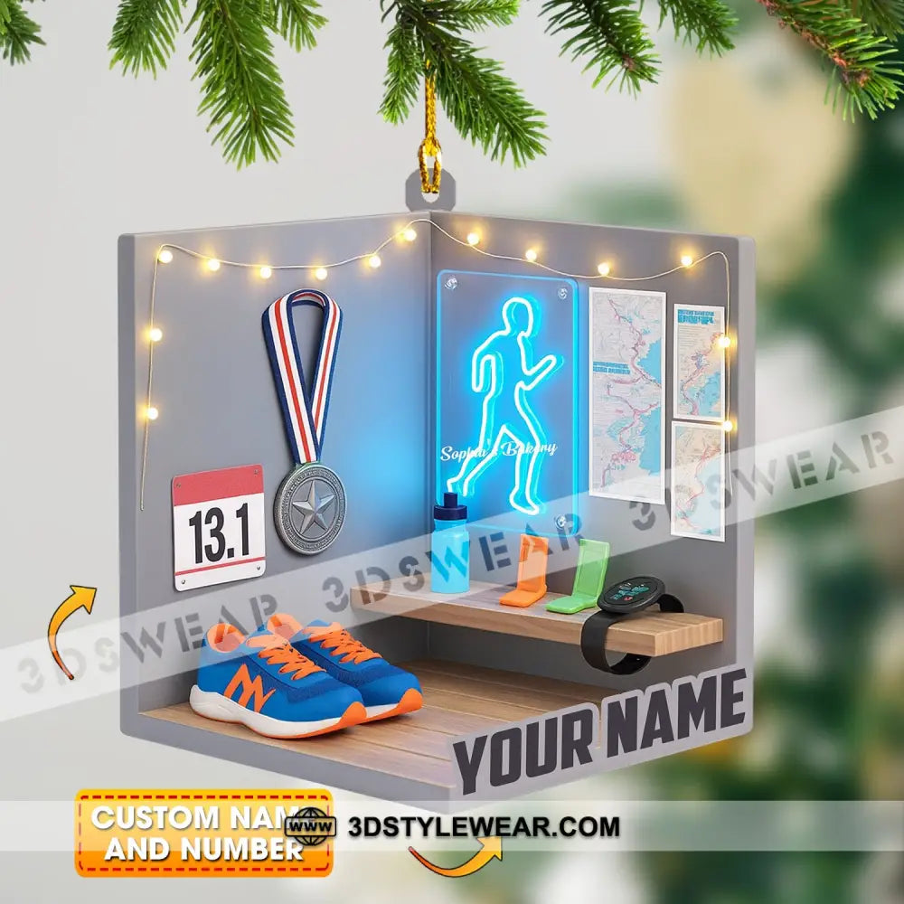 Running Home Decor Christmas Ornament Personalized Ornament - 3.54’’ / 1 Ornament - Ornament