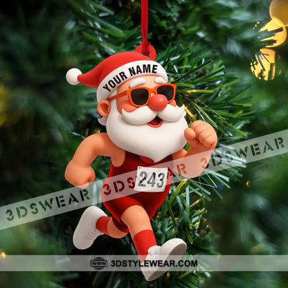 Running Santa Home Decor Christmas Ornament Personalized Ornament - Ornament
