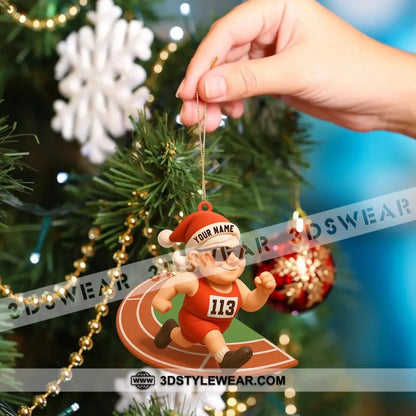 Running Santa Home Decor Christmas Ornament Personalized Ornament - Ornament