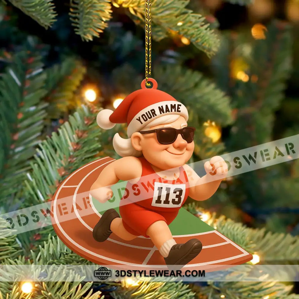 Running Santa Home Decor Christmas Ornament Personalized Ornament - Ornament