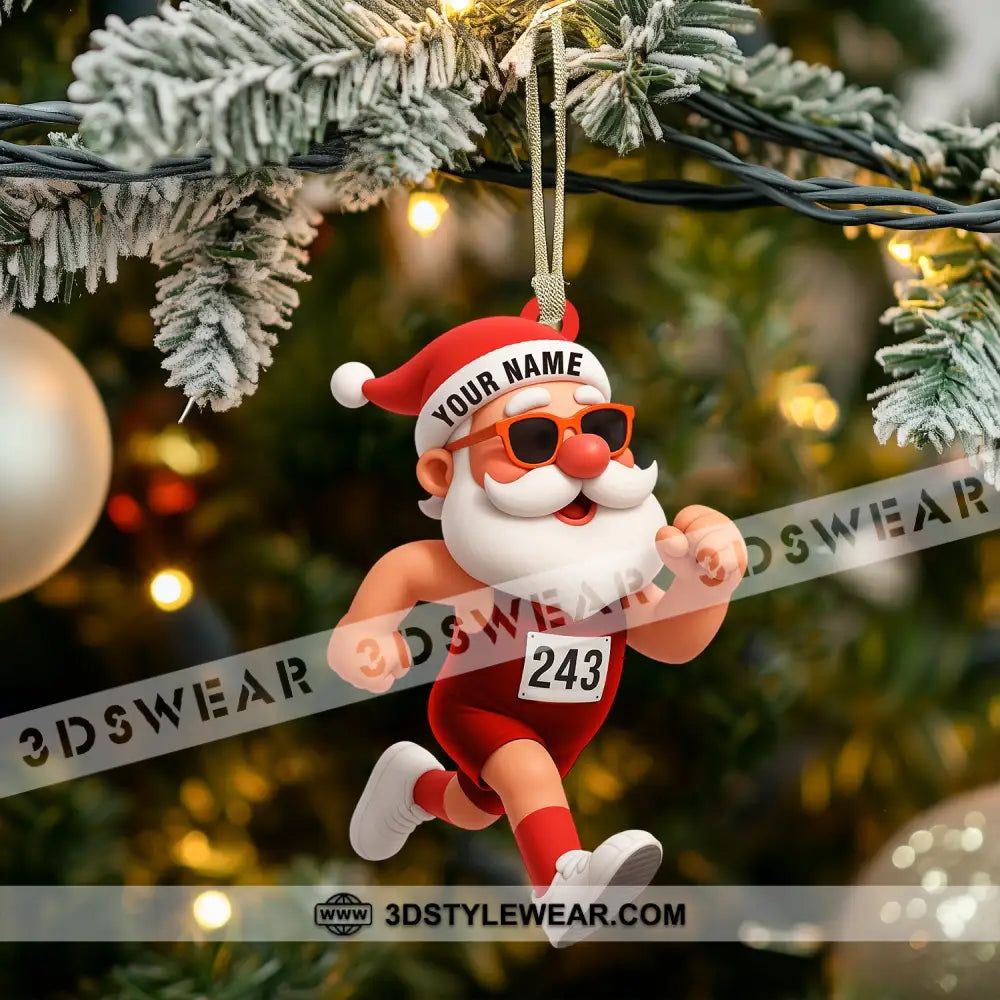 Running Santa Home Decor Christmas Ornament Personalized Ornament - Ornament