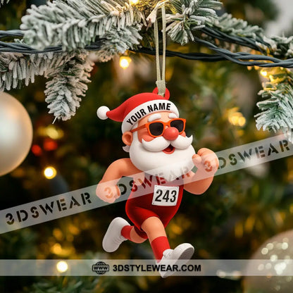 Running Santa Home Decor Christmas Ornament Personalized Ornament - Ornament