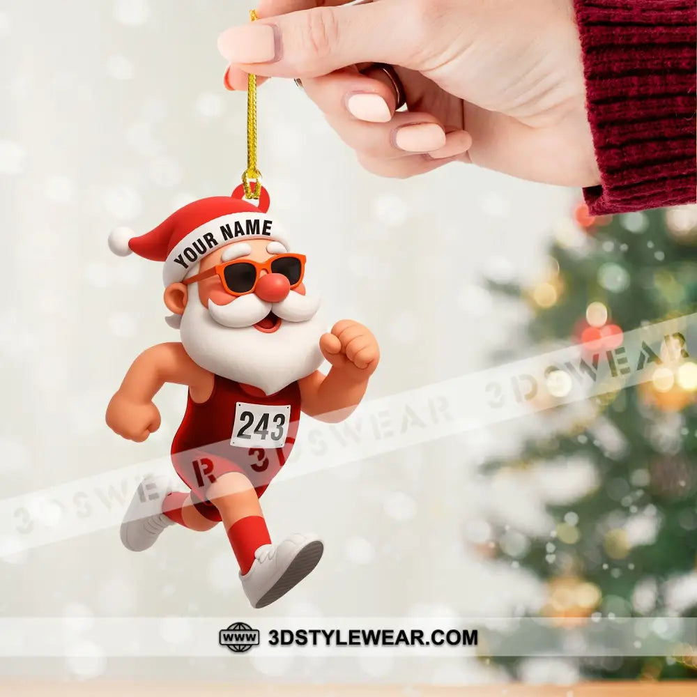 Running Santa Home Decor Christmas Ornament Personalized Ornament - Ornament