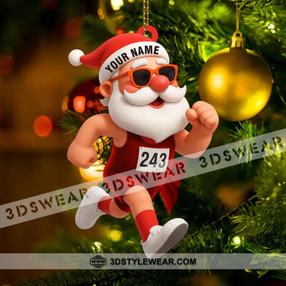 Running Santa Home Decor Christmas Ornament Personalized Ornament - Ornament
