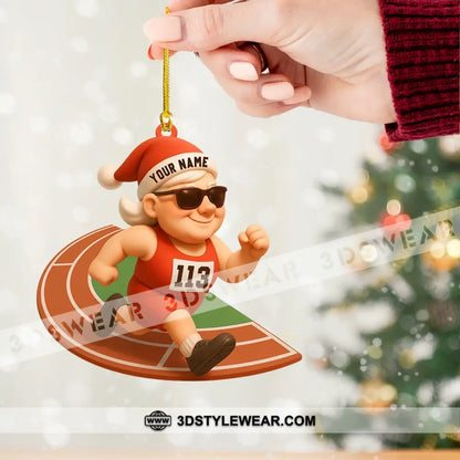 Running Santa Home Decor Christmas Ornament Personalized Ornament - Ornament
