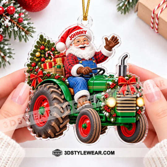 Santa Farmer Home Decor, Christmas Ornament, Personalized Ornament style option 2