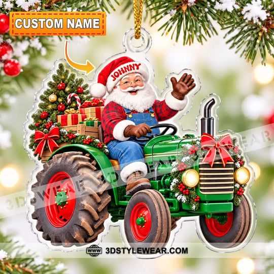 Santa Farmer Home Decor, Christmas Ornament, Personalized Ornament style option 1